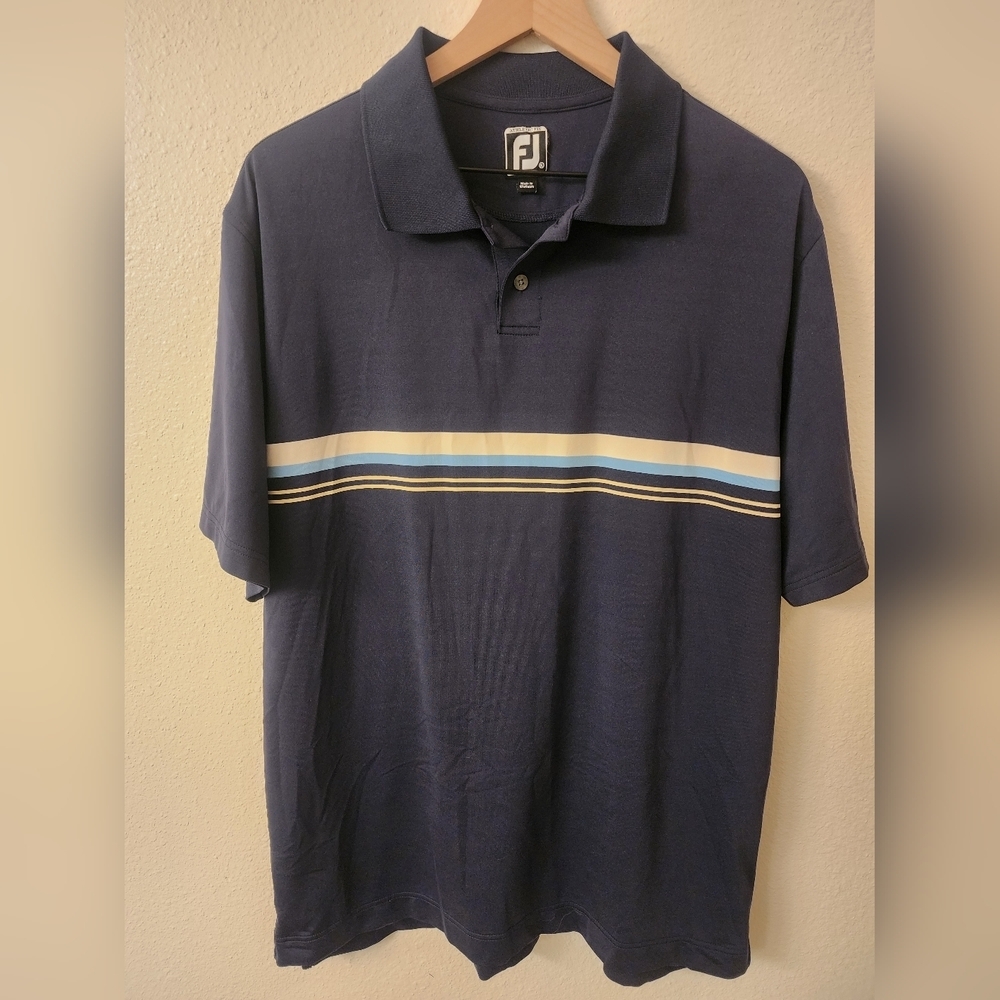FJ FootJoy Navy Golf Polo Shirt Mens XL
